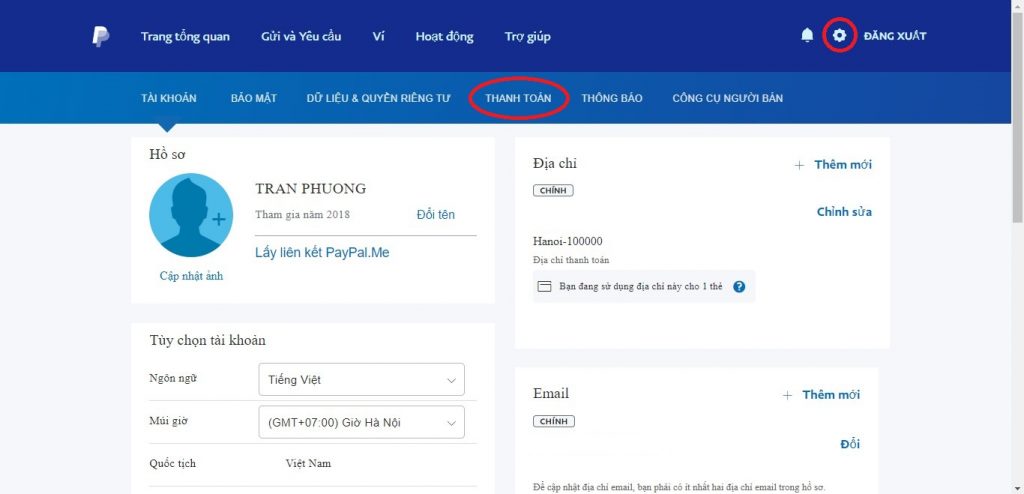 Paypal setting