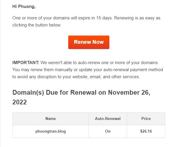 Namecheap thông báo gia hạn
